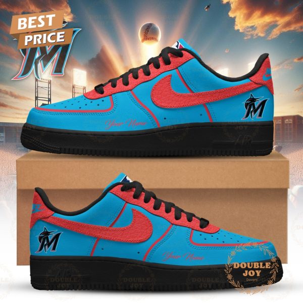 Miami Marlins 2026 Custom Name Air Force 1 Sneakers – Blue