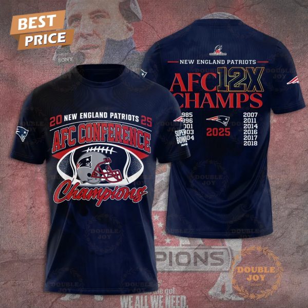 New England Patriots 12X AFC Champions 2026 T-Shirt, Hoodie – Blue