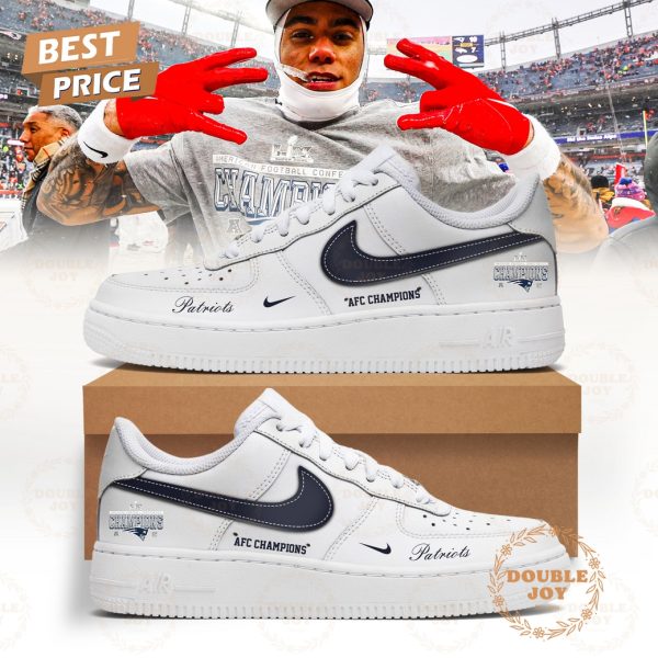New England Patriots AFC Champions 2026 Air Force 1 Sneakers – White