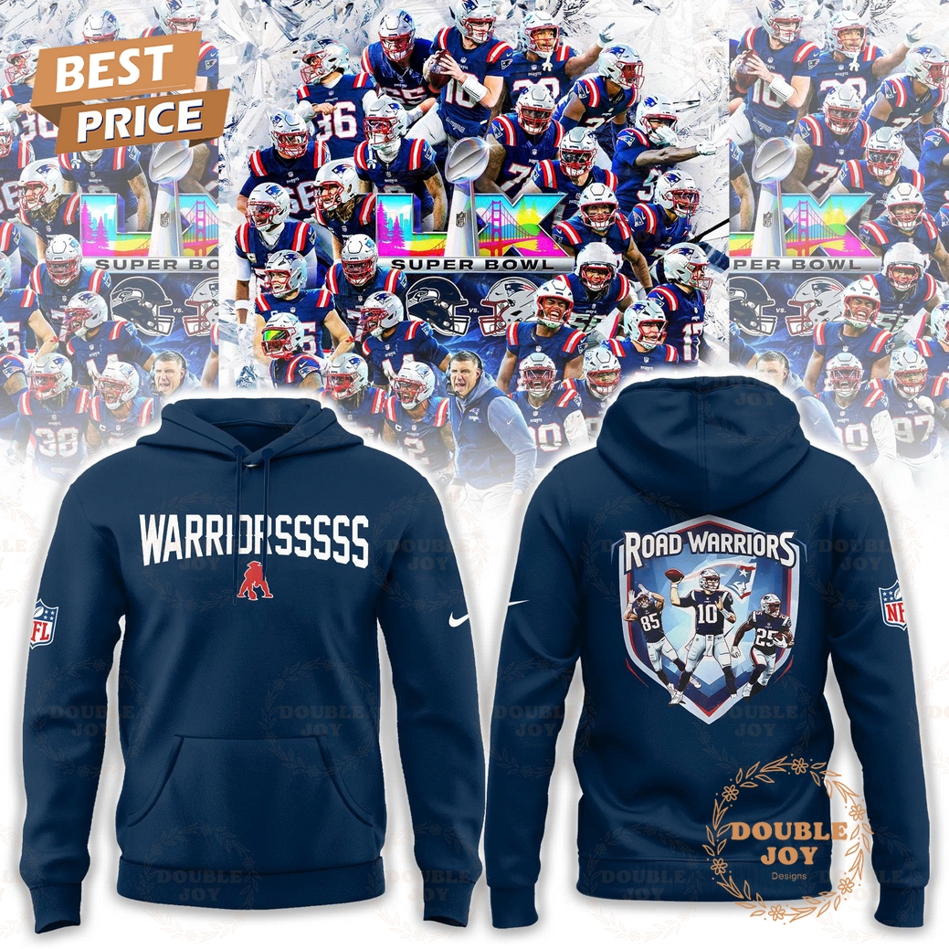 New England Patriots Road Warriors 2026 Blue Hoodie New England Patriots Road Warriors 2026 Blue Hoodie