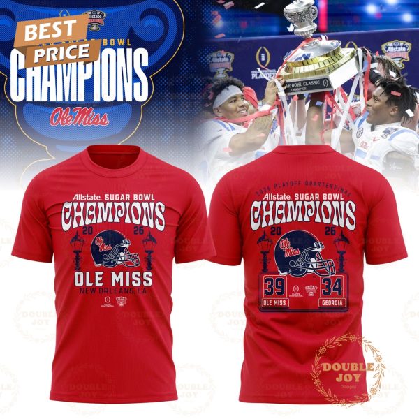 Ole Miss Rebels Allstate Sugar Bowl Champions 2026 T-Shirt, Hoodie – Red