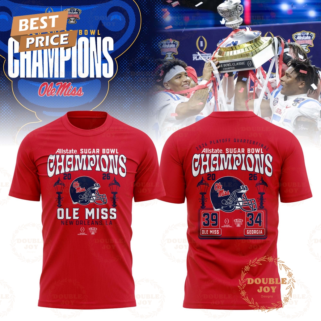 Ole Miss Rebels Allstate Sugar Bowl Champions 2026 T-Shirt, Hoodie - Red Ole Miss Rebels Allstate Sugar Bowl Champions 2026 T-Shirt, Hoodie - Red