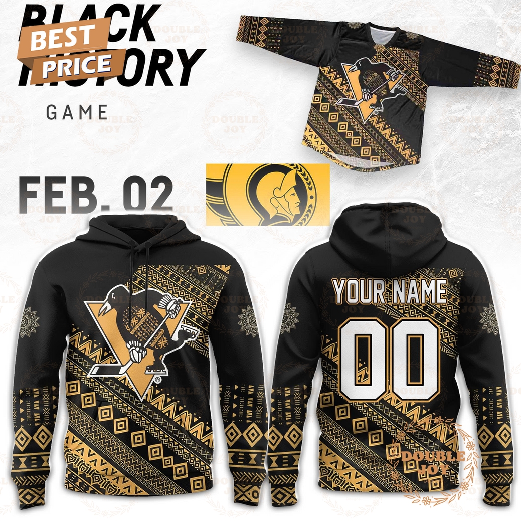 Pittsburgh Penguins Black History Game 2026 Custom Name Hoodie Pittsburgh Penguins Black History Game 2026 Custom Name Hoodie