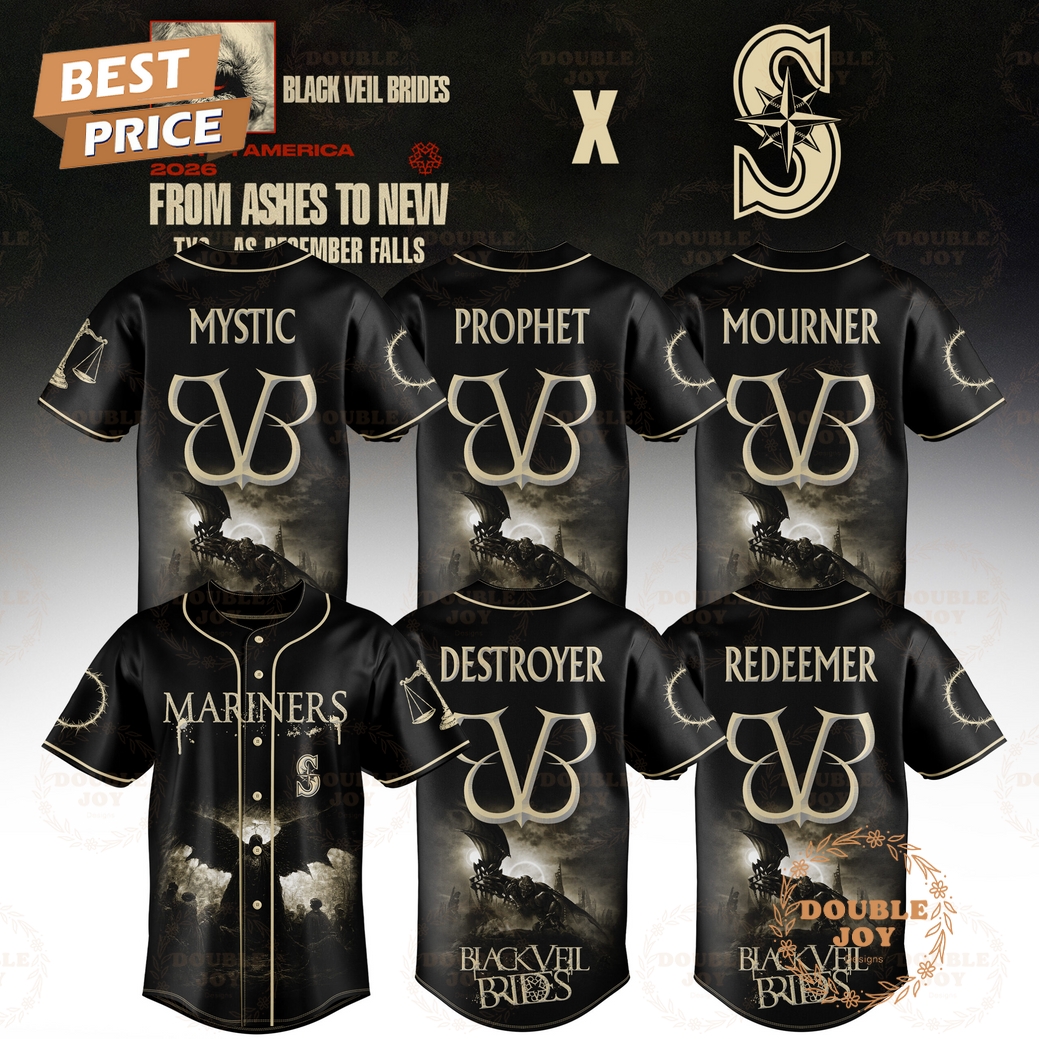 Seattle Mariners x Black Veil Brides Team 2026 Baseball Jersey Seattle Mariners x Black Veil Brides Team 2026 Baseball Jersey