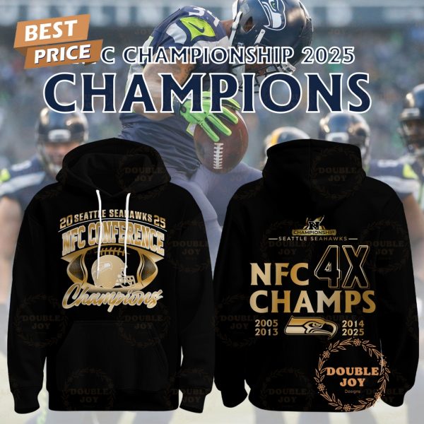 Seattle Seahawks 4X NFC Champs 2026 Hoodie – Black