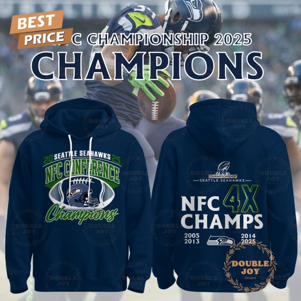 Seattle Seahawks 4X NFC Champs 2026 Hoodie – Blue