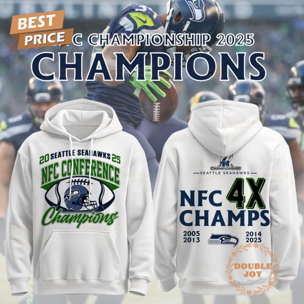 Seattle Seahawks 4X NFC Champs 2026 Hoodie – White