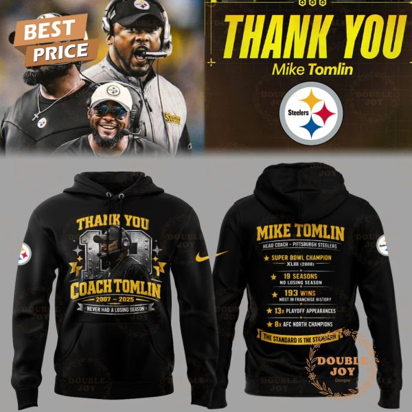 Thank you Coach Mike Tomlin x Pittsburgh Steelers 2026 Hoodie – Black