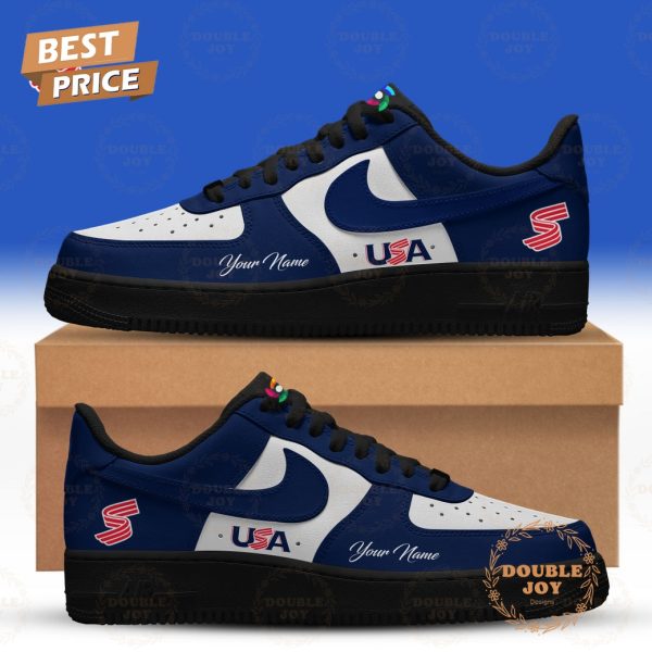 USA World Baseball Classic 2026 Custom Name Air Force 1 Sneakers – Blue