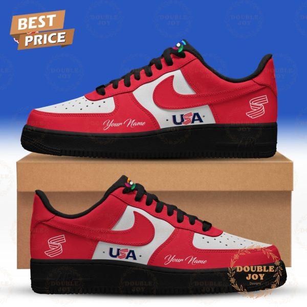 USA World Baseball Classic 2026 Custom Name Air Force 1 Sneakers – Red
