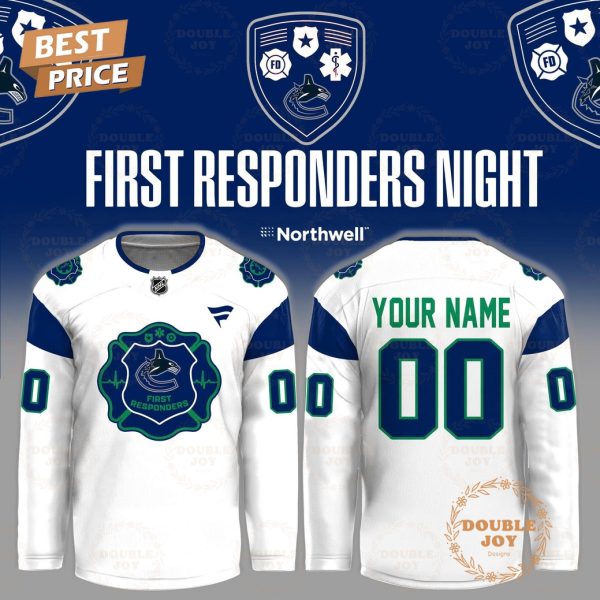 Vancouver Canucks First Responders Night 2026 Custom Name Hockey Jersey