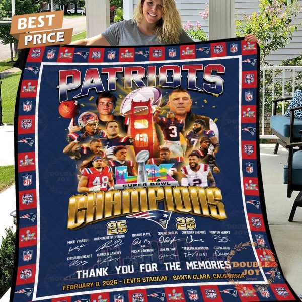 New England Patriots Champions 2025-2026 Blanket