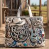 George Strait King of Country Amarillo by Morning Western Turquoise Cowboy Guitar 3D Graphic Tote Bag