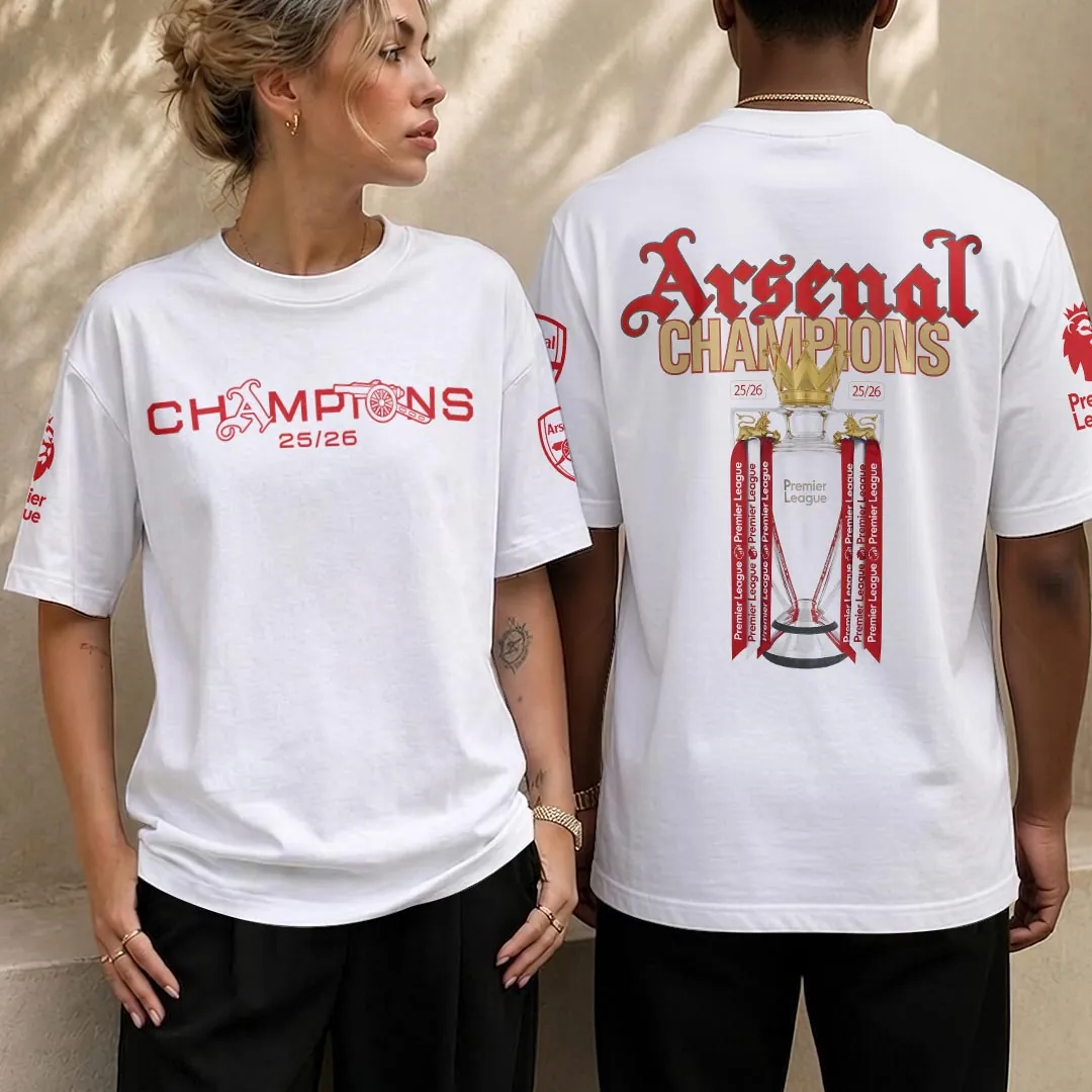 Arsenal FC Premier League Champions 25/26 Commemorative Trophy White T-Shirt