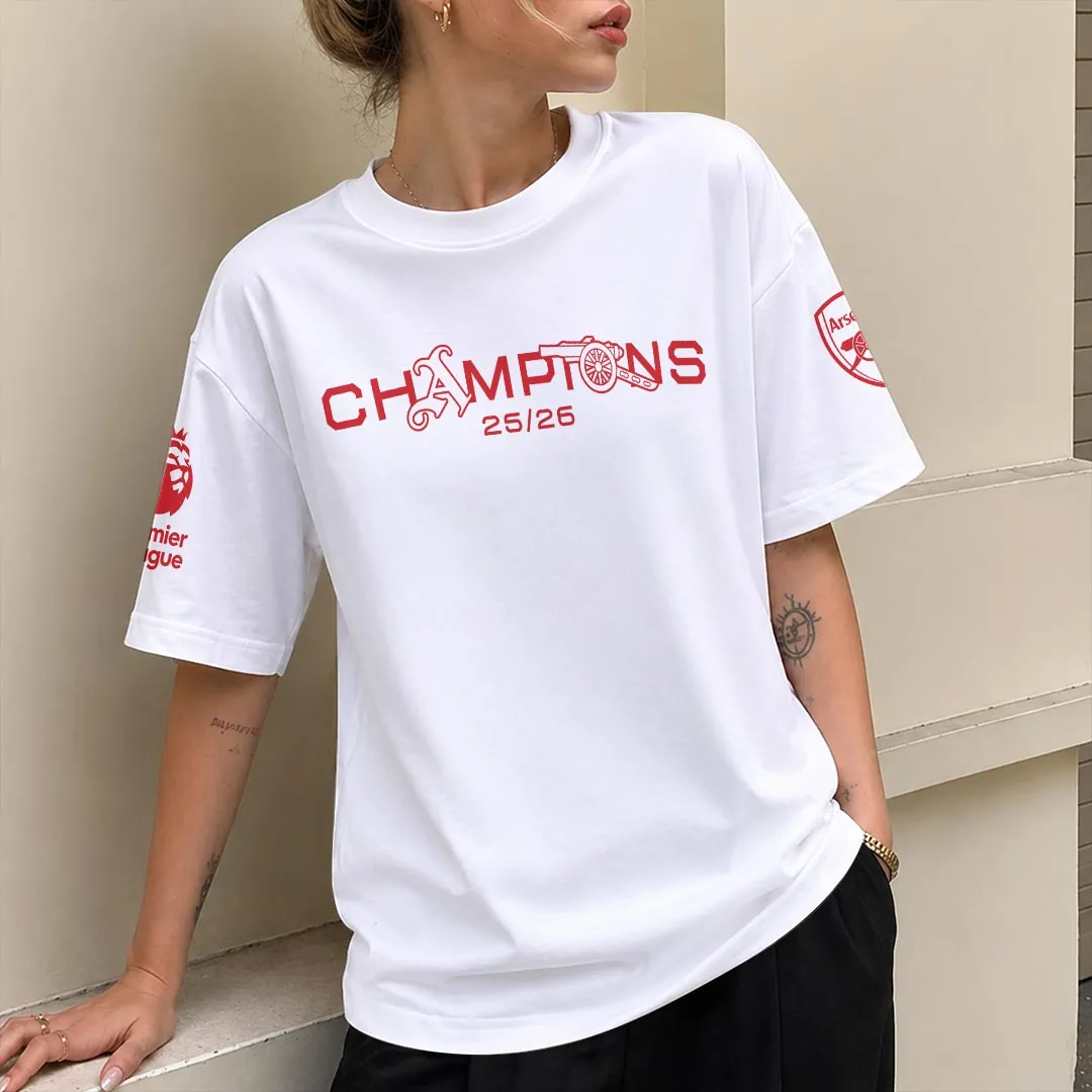 Arsenal FC Premier League Champions 25/26 Commemorative Trophy White T-Shirt