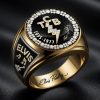 Elvis Presley TCB Lightning Bolt Commemorative 3D Engraved Signature Ring