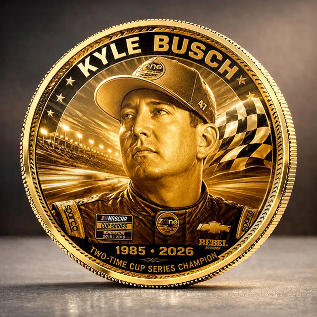 Kyle Busch Two-Time NASCAR Cup Series Champion Gold Collectible Commemorative Coin Kyle Busch Two-Time NASCAR Cup Series Champion Gold Collectible Commemorative Coin