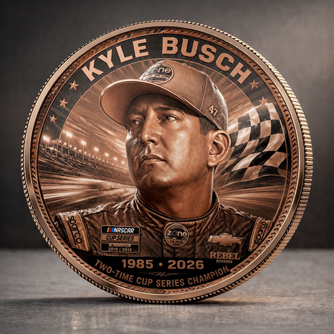 Kyle Busch Two-Time NASCAR Cup Series Champion Gold Collectible Commemorative Coin Kyle Busch Two-Time NASCAR Cup Series Champion Gold Collectible Commemorative Coin