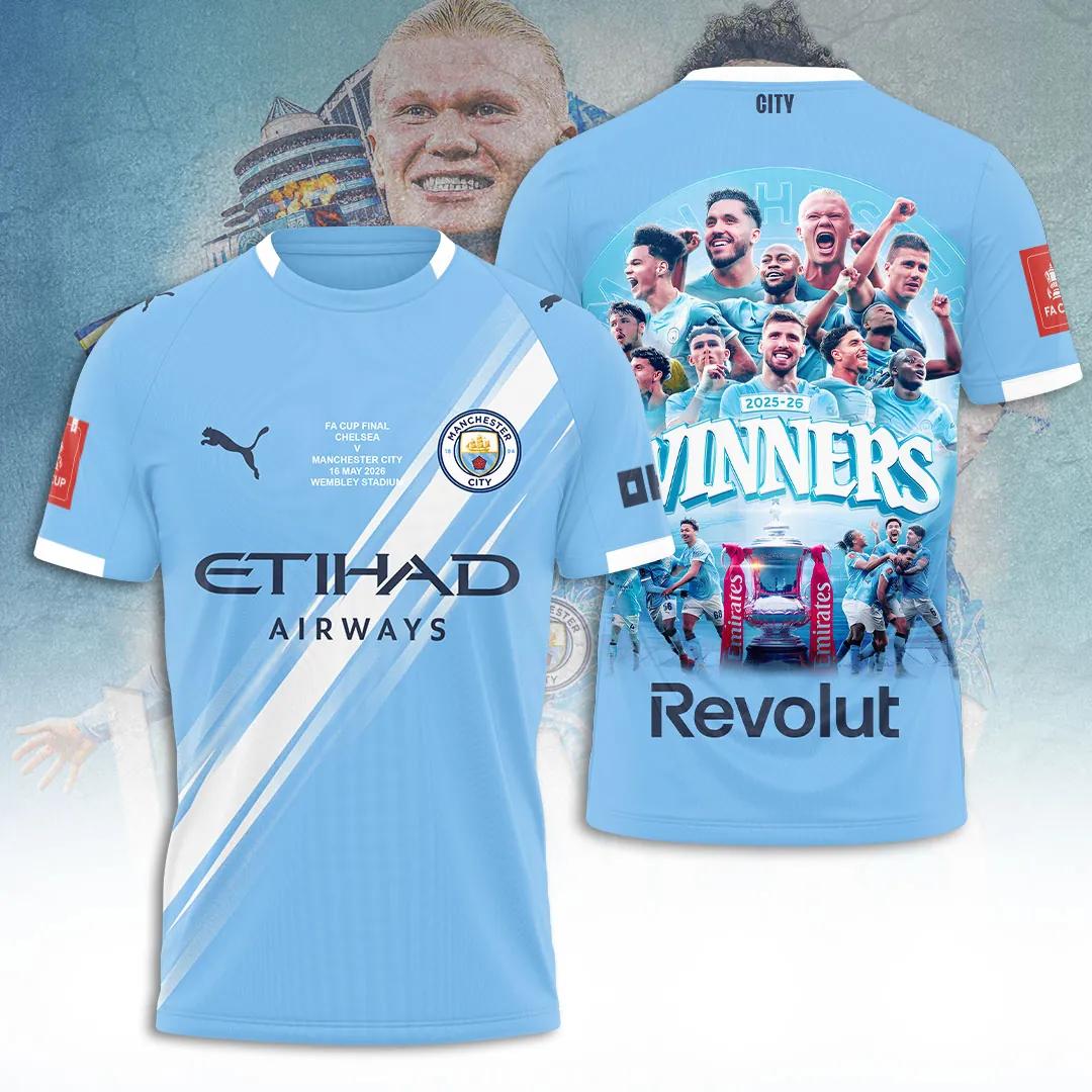 Manchester City FA Cup Winners 2025-2026 Commemorative Graphic T-Shirt Manchester City FA Cup Winners 2025-2026 Commemorative Graphic T-Shirt