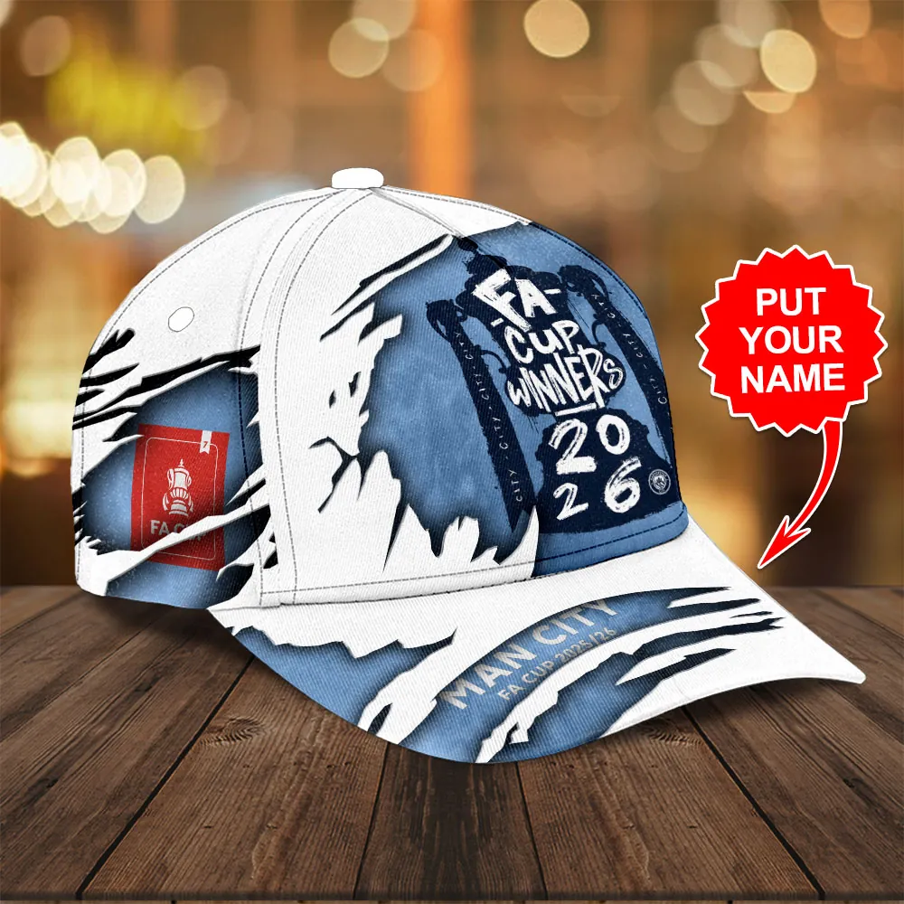 Manchester City FA Cup Winners 2026 Personalized Adjustable Baseball Cap Manchester City FA Cup Winners 2026 Personalized Adjustable Baseball Cap