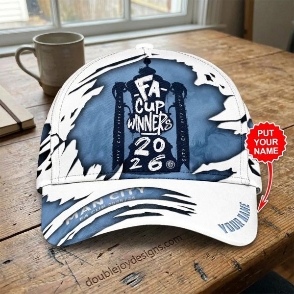 Manchester City FA Cup Winners 2026 Personalized Adjustable Baseball Cap