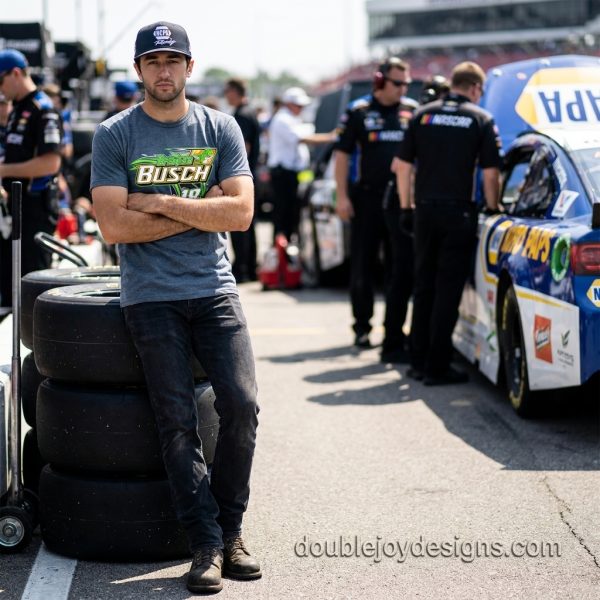 Chase Elliott Wearing Brexton Busch 18 Dinosaur NASCAR Racing Graphic T-Shirt