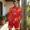 Kansas City Chiefs They Not Like Us Red Gold Marble Print Fan Gear Long Sleeve Shirt and Shorts Set