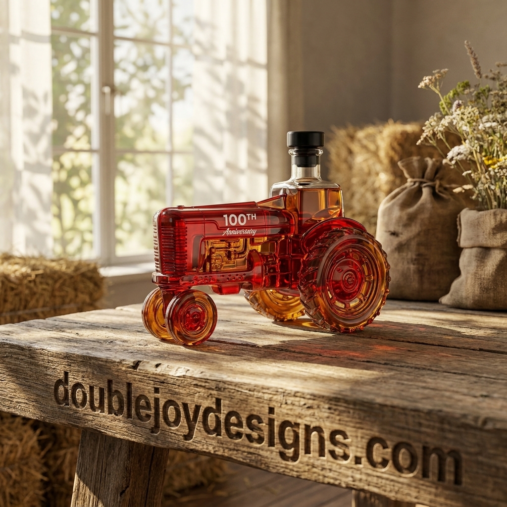 Personalized Farmall 100th Anniversary Red Vintage Tractor Glass Whiskey Decanter Personalized Farmall 100th Anniversary Red Vintage Tractor Glass Whiskey Decanter