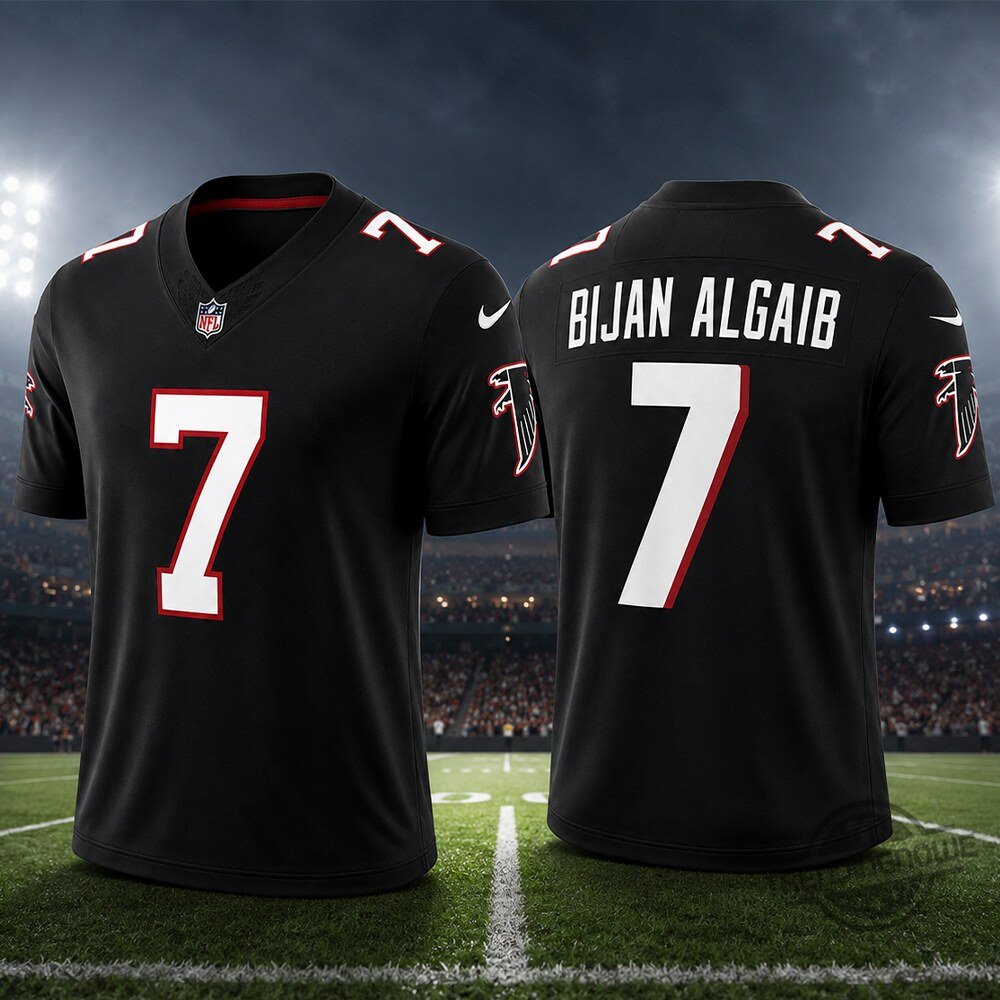Atlanta Falcons Bijan Robinson Bijan Algaib Lisan Al Gaib Number 7 Black Football Jersey Atlanta Falcons Bijan Robinson Bijan Algaib Lisan Al Gaib Number 7 Black Football Jersey