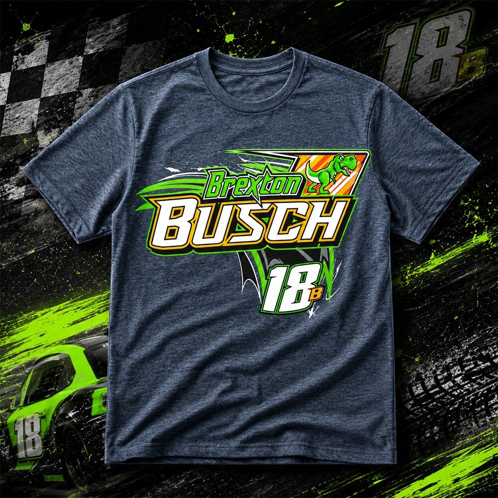 Chase Elliott Wearing Brexton Busch 18 Dinosaur NASCAR Racing Graphic T-Shirt Chase Elliott Wearing Brexton Busch 18 Dinosaur NASCAR Racing Graphic T-Shirt