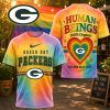 Green Bay Packers Pride Rainbow Tie Dye Human Beings Colors May Vary Graphic 3D T-Shirt