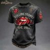 The Rolling Stones Est 1962 Vintage Distressed Tongue Logo Classic Rock Band T-Shirt