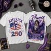 Prince Celebrating 250 Years of American Spirit 1776-2026 Commemorative 3D Graphic T-Shirt