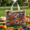 Illinois Fighting Illini Orange and Blue Beaded Game Day Embellished Canvas Tote Bag