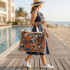 Illinois Fighting Illini Orange and Blue Beaded Game Day Embellished Canvas Tote Bag