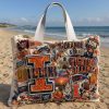 Illinois Fighting Illini Orange and Blue Beaded Game Day Embellished Canvas Tote Bag