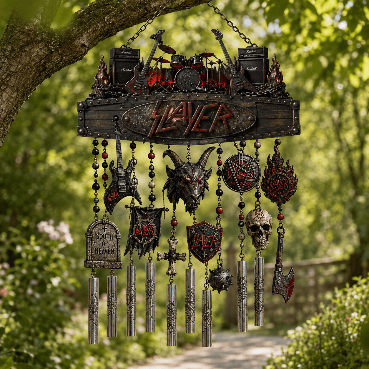Slayer Heavy Metal Rock Band Gothic South of Heaven Outdoor Garden Wind Chime Slayer Heavy Metal Rock Band Gothic South of Heaven Outdoor Garden Wind Chime
