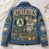 Oakland Athletics Rhinestone Pearl Embellished Baseball Denim Jacket