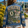 Oakland Athletics Rhinestone Pearl Embellished Baseball Denim Jacket