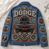 Dodge Challenger RT Hemi Power Muscle Car Retro Graphic Denim Jacket