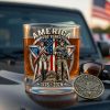 Personalized US Veteran America 250th Anniversary 1776-2026 Patriotic Soldier Skull Commemorative Whiskey Glass