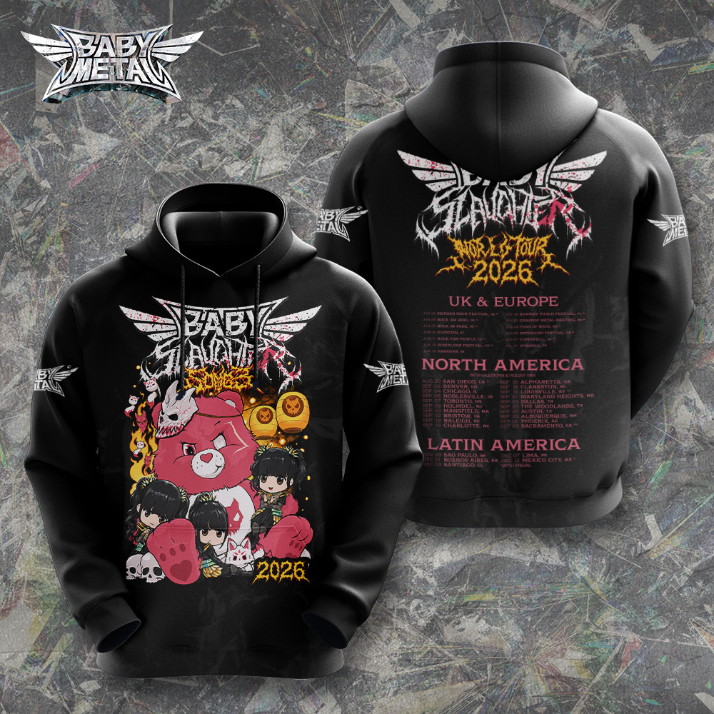 Babymetal World Tour 2026 Baby Slaughter Kawaii Metal Anime Chibi Graphic T-Shirt Babymetal World Tour 2026 Baby Slaughter Kawaii Metal Anime Chibi Graphic T-Shirt