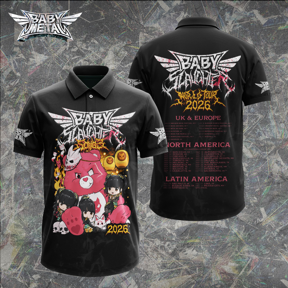 Babymetal World Tour 2026 Baby Slaughter Kawaii Metal Anime Chibi Graphic T-Shirt Babymetal World Tour 2026 Baby Slaughter Kawaii Metal Anime Chibi Graphic T-Shirt