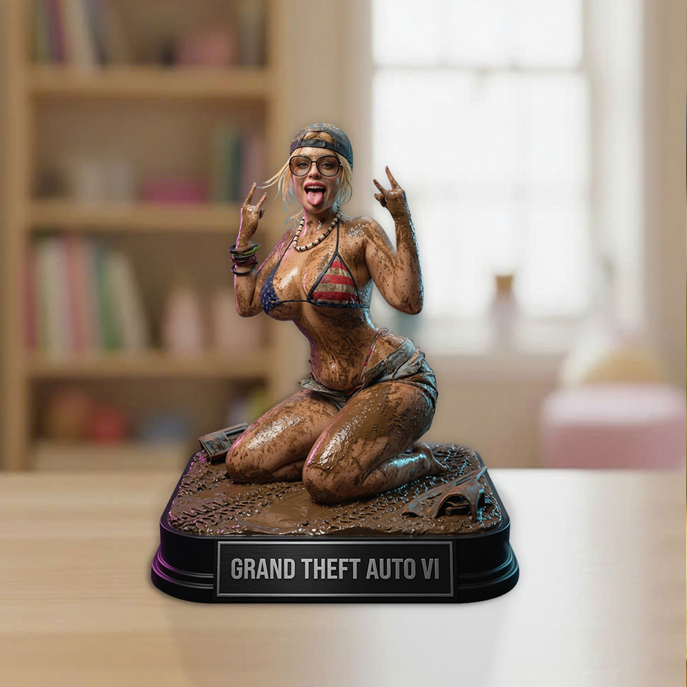 Grand Theft Auto VI GTA 6 Mud Girl Bikini Character Gaming Room Decor Collectible Custom Shape Acrylic Plaque Grand Theft Auto VI GTA 6 Mud Girl Bikini Character Gaming Room Decor Collectible Custom Shape Acrylic Plaque