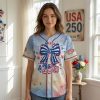 Custom Woodland Friends USA 250 Celebration Patriotic Red White and Blue Baseball Jersey