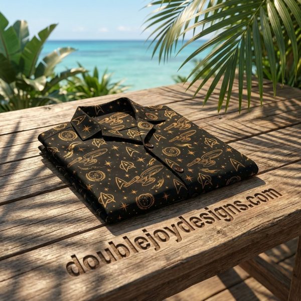 Star Trek Starfleet USS Enterprise Federation Black and Gold Premium Hawaiian Shirt