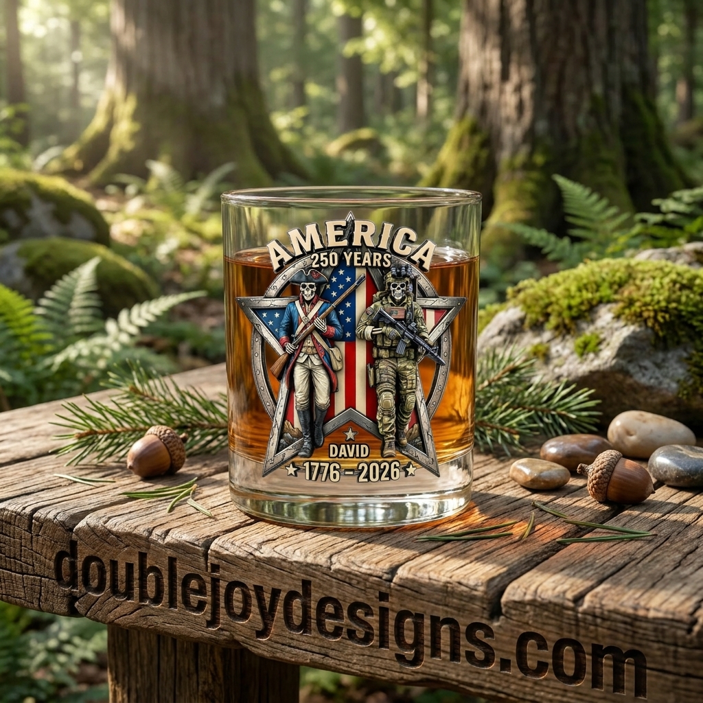 Personalized US Veteran America 250th Anniversary 1776-2026 Patriotic Soldier Skull Commemorative Whiskey Glass Personalized US Veteran America 250th Anniversary 1776-2026 Patriotic Soldier Skull Commemorative Whiskey Glass