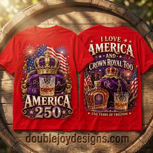 Crown Royal America 250 Years of Freedom Patriotic Whiskey Red 3D Graphic T-Shirt