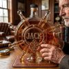 Personalized Nautical Ship Wheel Custom Name Anchor Glass Whiskey Decanter