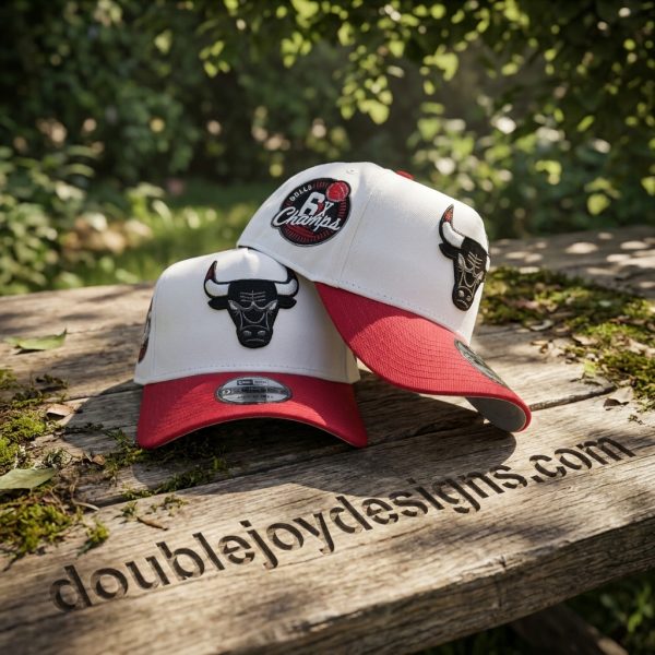 New Era Chicago Bulls 6x Champs Side Patch White Red Gray Undervisor 9Forty A-Frame Snapback Hat